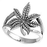 sterling silver cannabis sativa marijuana ring wholesale band 17mm size 10
