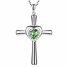 sterling silver cross necklace with simulated peridot swarovski crystals august birthstone jewelry infinity love cross necklace birthday gifts for her women