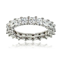 sterling silver cubic zirconia 3mm princess-cut eternity band ring, size 8