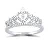 sterling silver cz heart crown ring - size 6