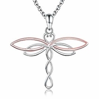 sterling silver dragonfly earrings necklace - celtic jewelry gifts for women dragonfly lovers (infinity dragonfly necklace)