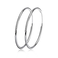 sterling silver fine circle endless hoops earrings for women (40mm)