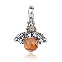 sterling silver honeybee charm beads pendant fit european bracelets and necklace