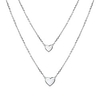 sterling silver jewelry double layered love heart necklace pendant handmade dainty choker for women girls