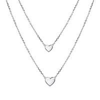 sterling silver jewelry double layered love heart necklace pendant handmade dainty choker for women girls