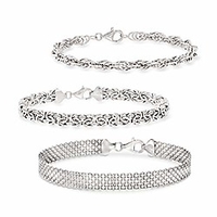 sterling silver jewelry set: 3 link bracelets for women