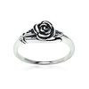 sterling silver oxidized flower rose ring,  size 8