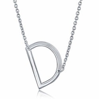 sterling silver sideways initial necklace d pendant letter necklace for women