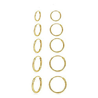 sterling silver small hoop earring - 14k gold plated endless unisex cartilage hoop earrings set for cartilage nose lip rings body piercing jewelry(5 pairs 8/10/12/14/16mm gold)