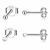 sterling silver stud earrings for women- 2 pairs of small round ball earrings amp; pearl stud earrings set 2mm tiny cartilage tragus earrings