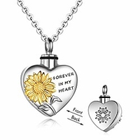 sterling silver sunflower urn necklaces for ashes for women men,  sunflower cremation jewelry for ashes memory necklace gift,  easter keepsake for women
