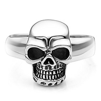 sterling silver vintage gothic skull head band ring men women unisex size 7