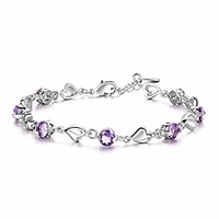 sterling silver zirconia love and protection bracelet for women gift friendship gifts, sister gift jewelry (purple)