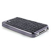 Stone Pattern Leather Back Case Cover for iPhone 4 Black