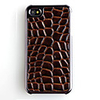 Stone Pattern Leather Back Case Cover for iPhone 4 Brown