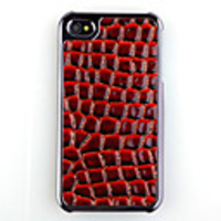 Stone Pattern Leather Back Case Cover for iPhone 4 Red