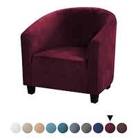 Stretch Club Chair Cover Slipcover Velvet Armchair Barrel Tub Chair White Grey Soft Durable Washable miniinthebox