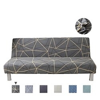 Stretch Futon Cover Sofa Slipcover Elastic Couch Armless Geometric Plaid High Elasticity Four Seasons Universal Super Soft Fabric miniinthebox