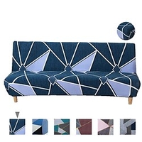 Stretch Futon Cover Sofa Slipcover Elastic Couch Armless Geometric Plaid High Elasticity Four Seasons Universal Super Soft Fabric miniinthebox