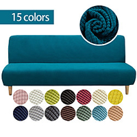 Stretch Futon Sofa Cover Green Slipcover Elastic Couch White Grey Plain Armless Sofa Furniture Protector Solid Soft Durable Washable miniinthebox