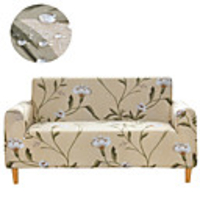 Stretch Slipcover Sofa Cover Couch Cover Beige Floral Print Dustproof All-powerful Slipcovers Stretch Waterproof Sofa Cover Super Soft Fabric Couch Cover