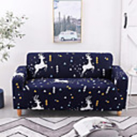 Stretch Slipcover Sofa Cover Couch Cover Christmas Elk Printed Sofa Cover Stretch Couch Cover Sofa Slipcovers for 1~4 Cushion Couch with One Free Pillow Case