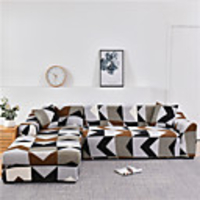 Stretch Slipcover Sofa Cover Couch Cover Geometric Printed Sofa Cover Stretch Couch Cover Sofa Slipcovers for 1~4 Cushion Couch with One Free Pillow Case