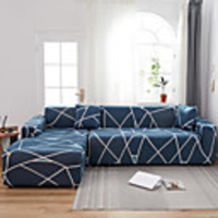 Stretch Slipcover Sofa Cover Couch Cover Line Printed Sofa Cover Stretch Couch Cover Sofa Slipcovers for 1~4 Cushion Couch with One Free Pillow Case