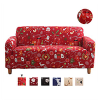 Stretch Sofa Cover Slipcover Elastic Sectional Couch Armchair Loveseat 4 or 3 seater Cartoon Christmas High Elasticity Four Seasons Universal Super Soft Fabric miniinthebox