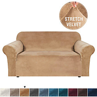 Stretch Sofa Cover Slipcover Elastic Velvet Sectional Couch Armchair Loveseat 4 Or 3 Seater L Shape Plain Solid Color Soft Durable miniinthebox