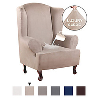 Stretch Suede Wingback Chair Slipcover Wing Chair Covers Wingback Chair Covers, Water Proof Furniture Covers for Wingback Chairs,  Soft Suede Fabric