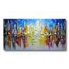 Stretched Oil Painting Hand Painted Canvas Abstract Comtemporary Modern High Quality Blue Forest Ready to Hang miniinthebox