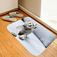 Stretching Kitten Digital Printing Floor Mat Modern Bath Mats Nonwoven Memory Foam Novelty Bathroom