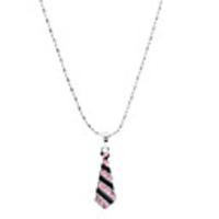 Stripe Tie Shaped Cobalt Studded Necklace