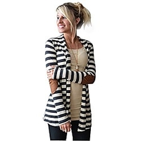 striped cardigans women casual long sleeve oversized patchwork outwear coat comfy jackets anjunie(white,  xxl) miniinthebox