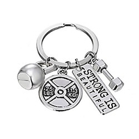 strong is beautiful weightlifting motivational fitness fit weight plate dumbbell kettlebell keychain keyring