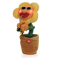 Stuffed Animal Plush Toys Plush Dolls Stuffed Animal Plush Toy Dancing Flower Singing Dancing Stress and Anxiety Relief Lovely Electric Sponge ABS Saxophone Flower Imaginative Play,  Stocking,  Great miniinthebox