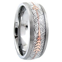 stunning 6mm/8mm silver tungsten wedding band w/imitation meteorite amp; rose gold arrow. (tungsten (6mm),  5)
