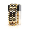 Stylish 8-LED Blue Light Digit Stainless Steel Bracelet Wrist Watch - Golden (1 CR2016)