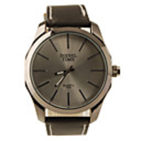 Stylish Classic Decor Dials PU Leather Band Women Men Watch - Black Band Silver Dial