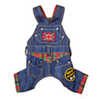 Stylish Denim Overall Checks Suit for Pets Dogs (Assorted Sizes)