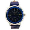 Stylish Fashion Decor Dials Leather Band Women Men Watch - Deep Blue