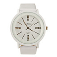 Stylish Fashion Decor Dials PU Leather Band Women Men Watch - White