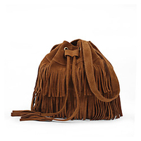 stylish fashionable womens cross-body shoulder bag faux suede fringe tassels crossbody bags for women trend (khaki) miniinthebox