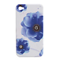 Stylish Flower Pattern with Crystal Protective Case for iPhone 4 (Blue)
