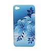 Stylish Flower Pattern with Crystal Protective Case for iPhone 4 (Blue)