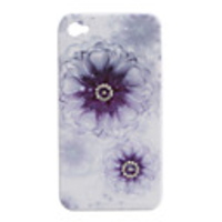 Stylish Flower Pattern with Crystal Protective Case for iPhone 4 (Purple)