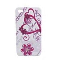 Stylish Flower Pattern with Crystal Protective Case for iPhone 4 (Red)