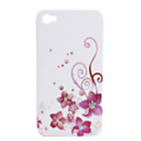 Stylish Flower Pattern with Crystal Protective Case for iPhone 4 (Red)