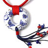 Stylish Hand Woven Ceramic Necklace with Butterfly Ring Pendant